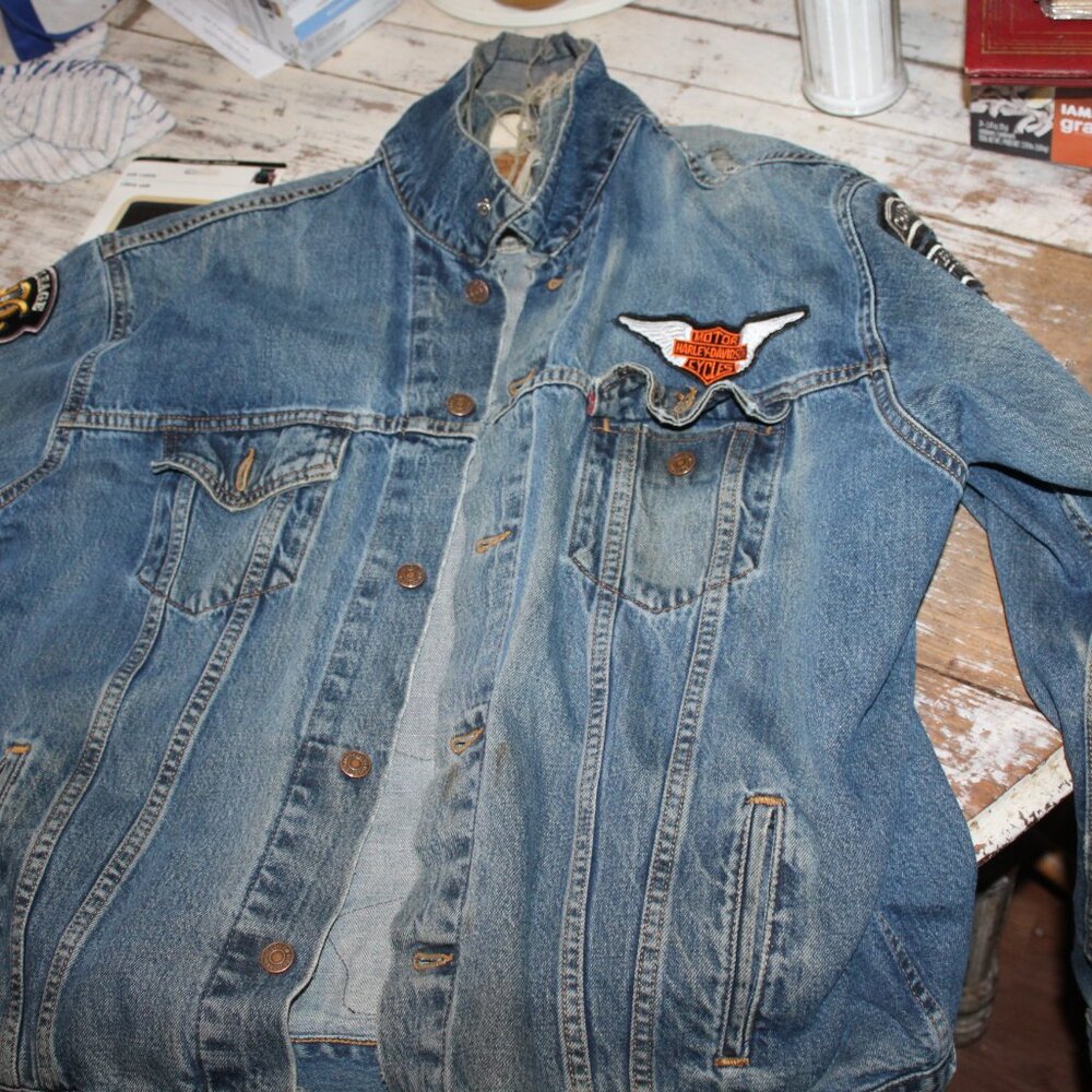 Vintage Levi Strauss 70507-4886 XX Large Harley Davidson Patches Distressed